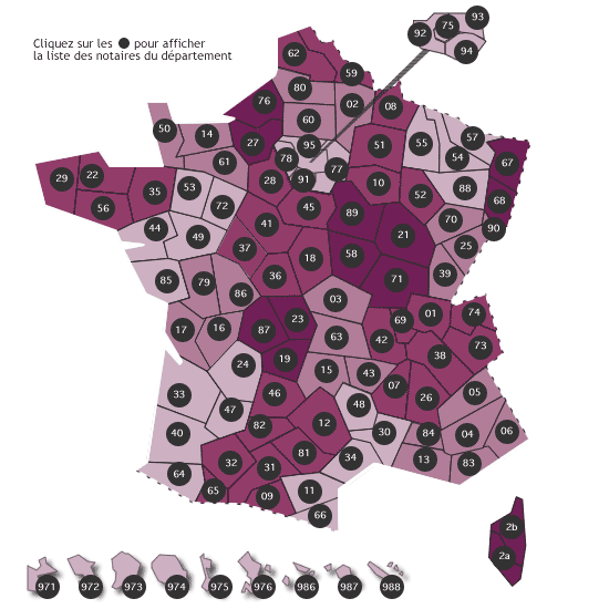Carte des d�partements fran�ais